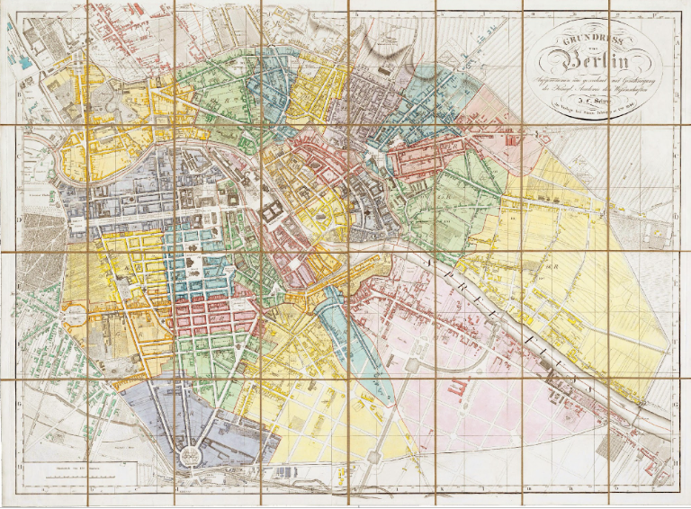 Map of Berlin (Selter, Jean Chrétien: Grundriss von Berlin, Kolorierter Kupferstich, 1846)