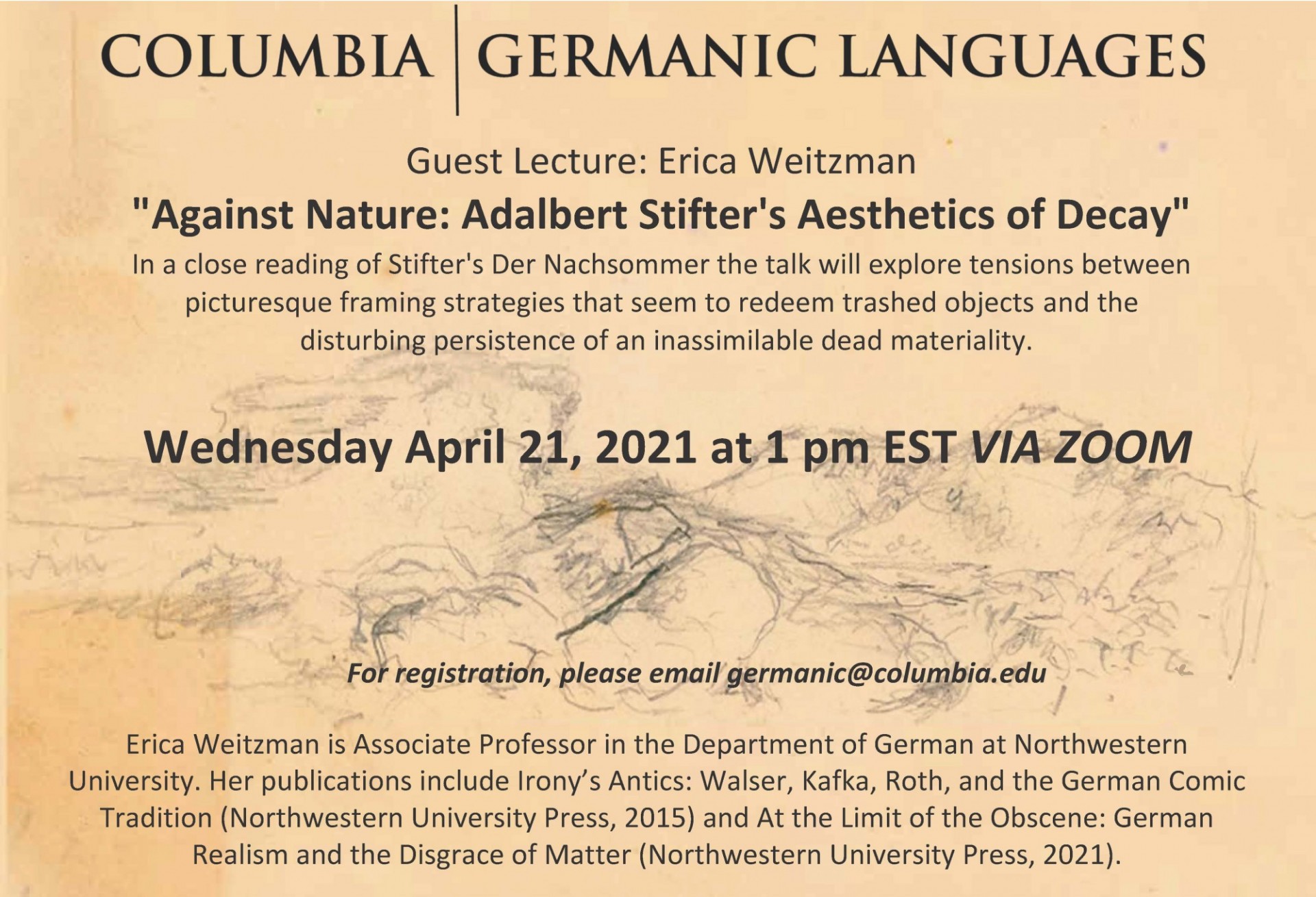 Guest Lecture: Erica Weitzman "Against Nature: Adalbert Stifter's Aesthetics of Decay"