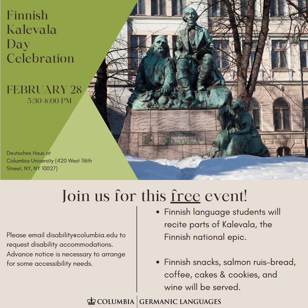 Flyer for Finnish Kalevala Day Celebration.