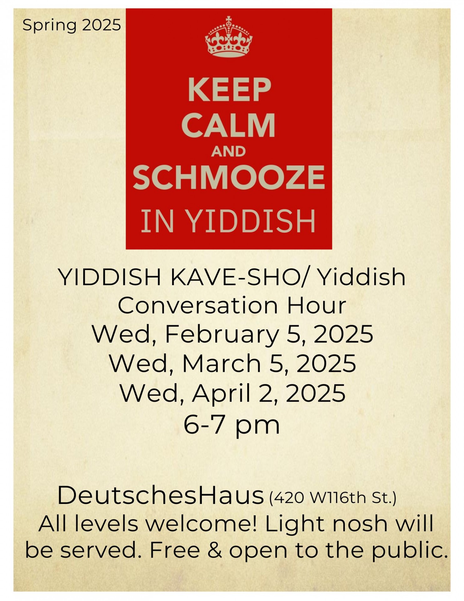 Flyer for Yiddish Kave-Sho