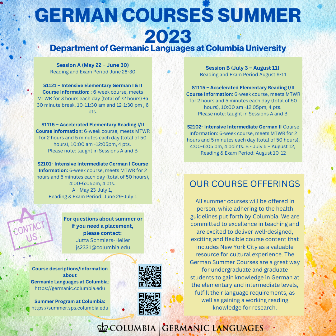 Flyer for German Courses Summer 2023