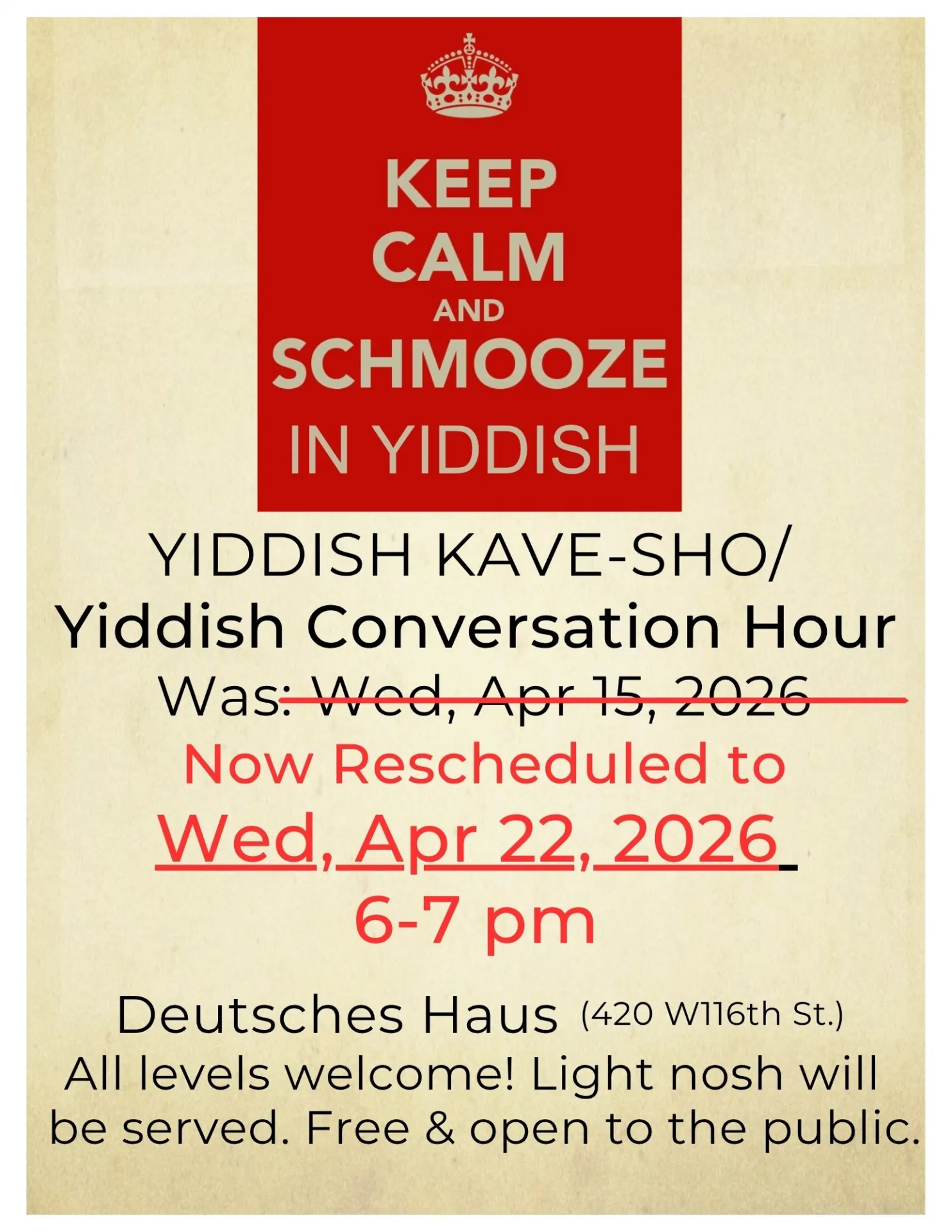 Yiddish Kave-Sho/ Yiddish Conversation Hour