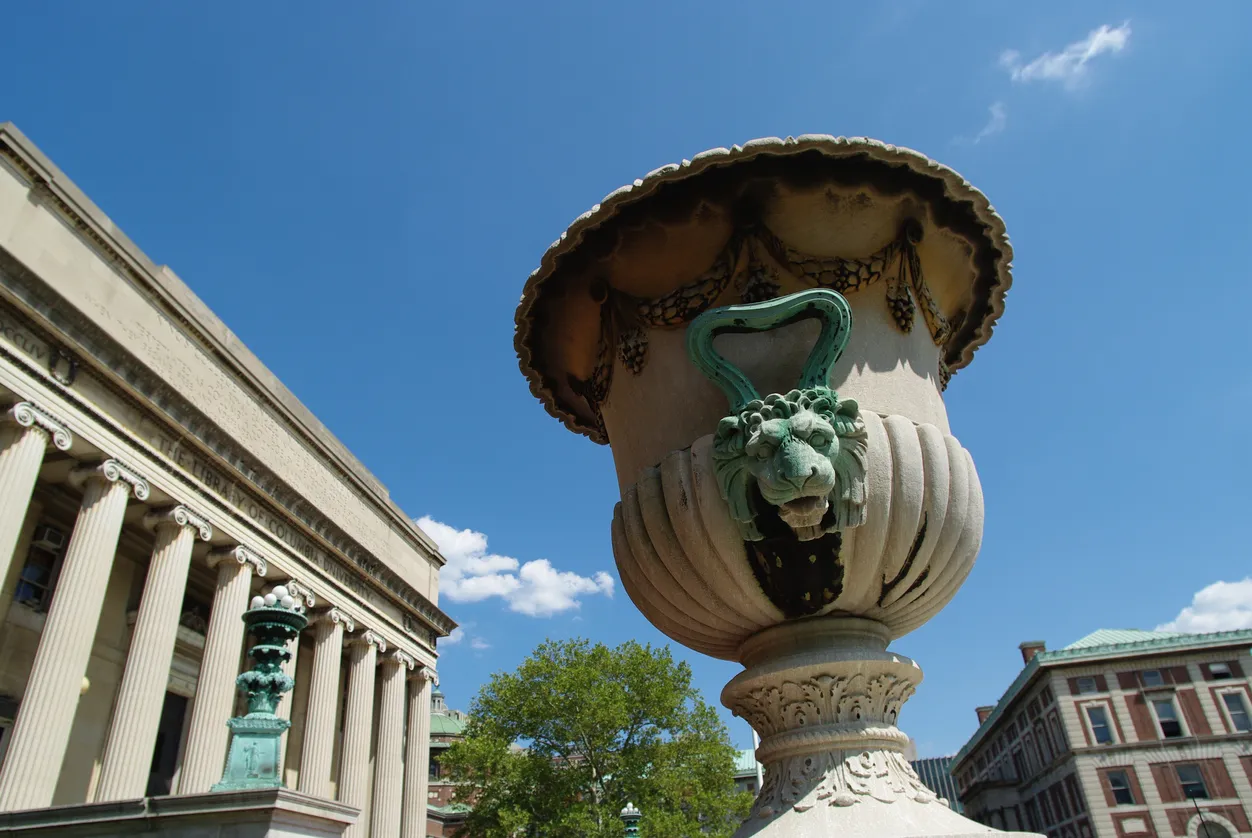Water fountain in front of Low Library, Columbia University campus